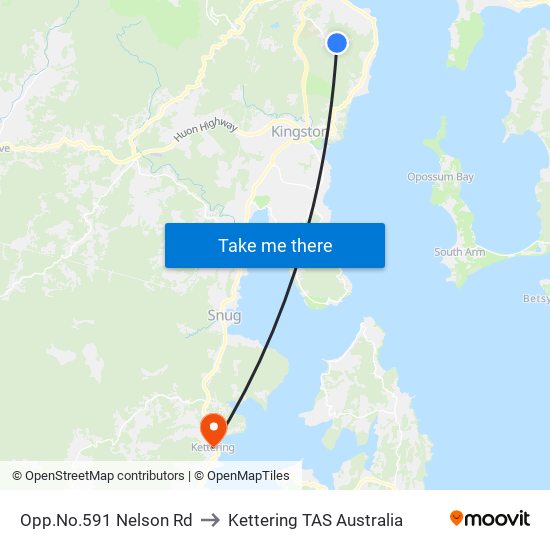 Opp.No.591 Nelson Rd to Kettering TAS Australia map