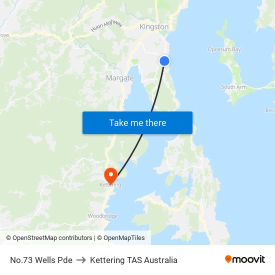 No.73 Wells Pde to Kettering TAS Australia map