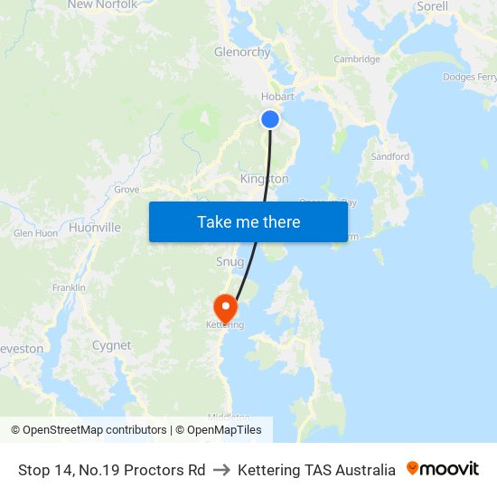 Stop 14, No.19 Proctors Rd to Kettering TAS Australia map