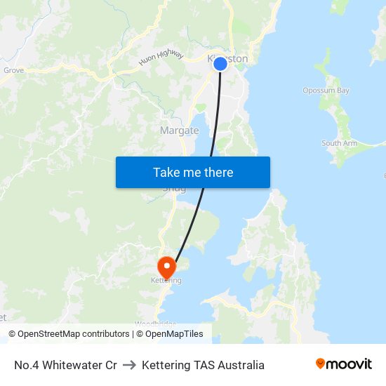 No.4 Whitewater Cr to Kettering TAS Australia map