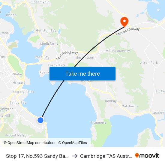 Stop 17, No.593 Sandy Bay Rd to Cambridge TAS Australia map