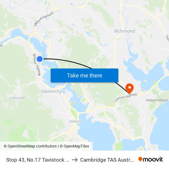 Stop 43, No.17 Tavistock Rd to Cambridge TAS Australia map