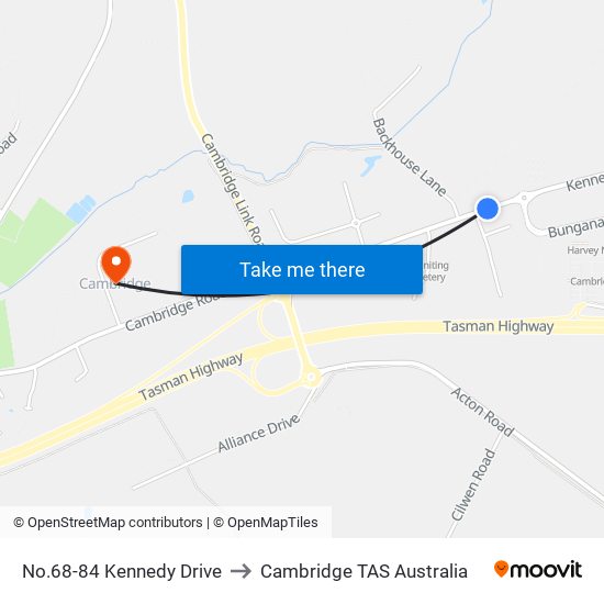 No.68-84 Kennedy Drive to Cambridge TAS Australia map