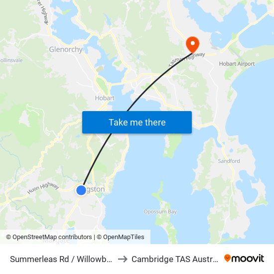 Summerleas Rd / Willowbend to Cambridge TAS Australia map