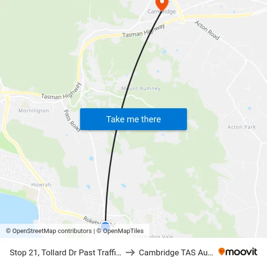 Stop 21, Tollard Dr Past Traffic Lights to Cambridge TAS Australia map