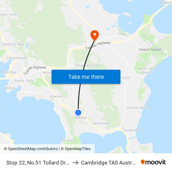 Stop 22, No.51 Tollard Drive to Cambridge TAS Australia map