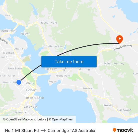 No.1 Mt Stuart Rd to Cambridge TAS Australia map