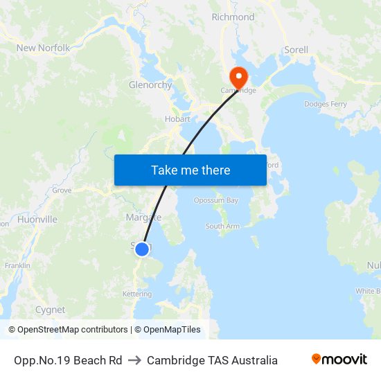 Opp.No.19 Beach Rd to Cambridge TAS Australia map