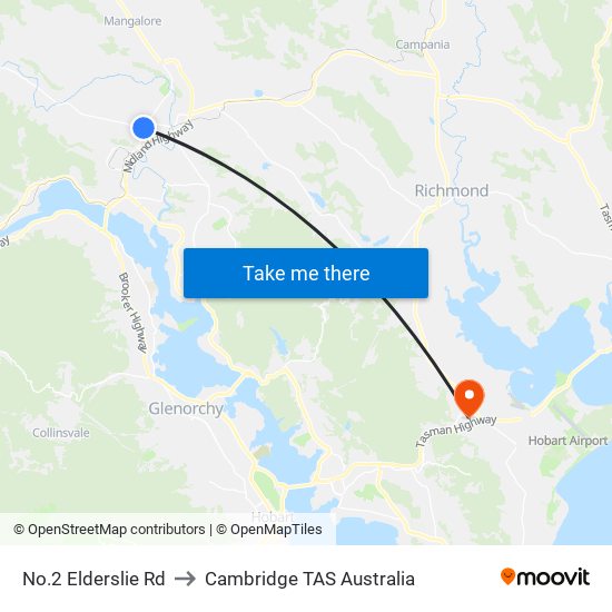 No.2 Elderslie Rd to Cambridge TAS Australia map