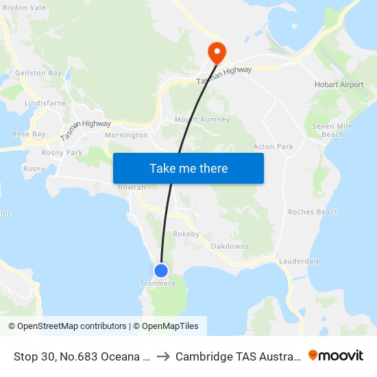 Stop 30, No.683 Oceana Dr to Cambridge TAS Australia map