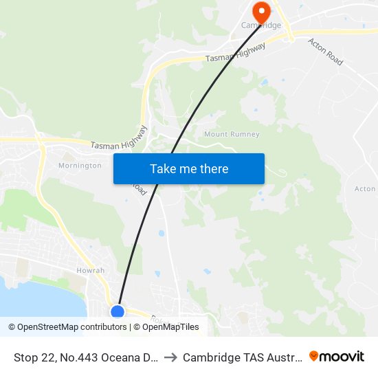 Stop 22, No.443 Oceana Drive to Cambridge TAS Australia map