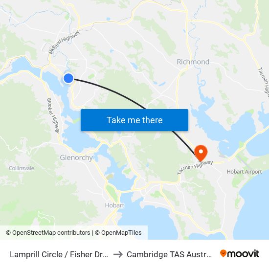 Lamprill Circle / Fisher Drive to Cambridge TAS Australia map