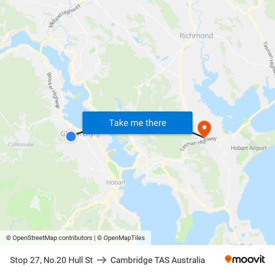 Stop 27, No.20 Hull St to Cambridge TAS Australia map