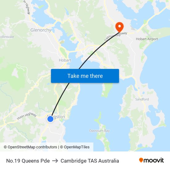 No.19 Queens Pde to Cambridge TAS Australia map