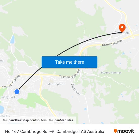 No.167 Cambridge Rd to Cambridge TAS Australia map