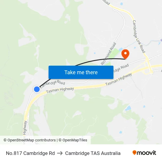 No.817 Cambridge Rd to Cambridge TAS Australia map