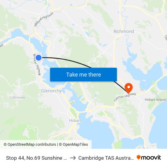 Stop 44, No.69 Sunshine Rd to Cambridge TAS Australia map