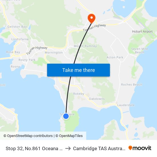 Stop 32, No.861 Oceana Dr to Cambridge TAS Australia map