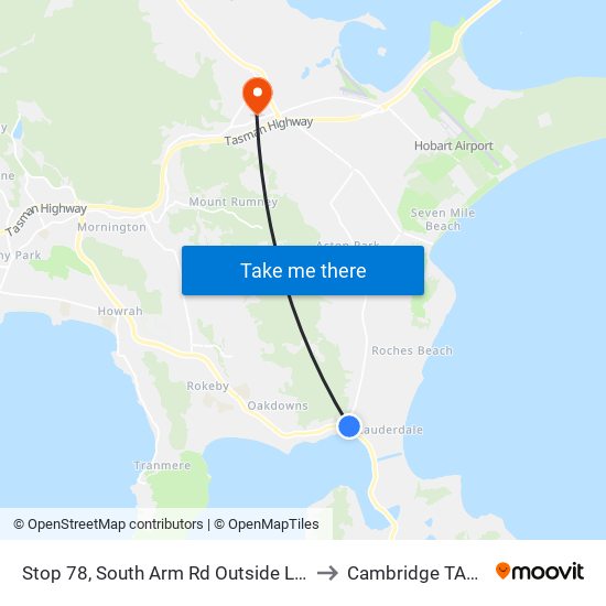 Stop 78, South Arm Rd Outside Lauderdale Primary to Cambridge TAS Australia map