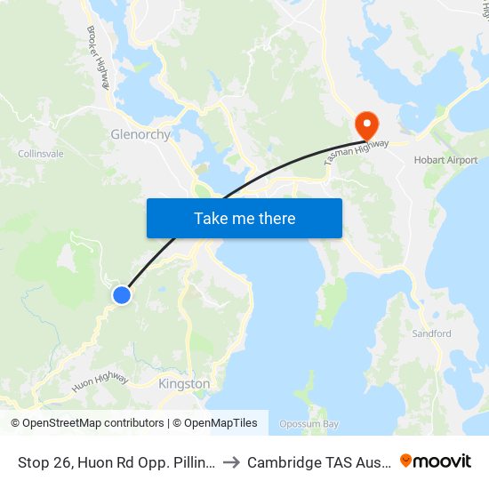 Stop 26, Huon Rd Opp. Pillinger Dr to Cambridge TAS Australia map