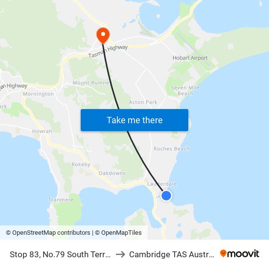 Stop 83, No.79 South Terrace to Cambridge TAS Australia map