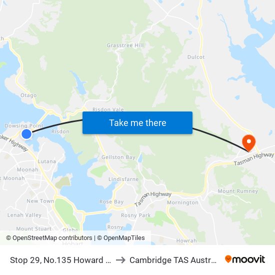 Stop 29, No.135 Howard Rd to Cambridge TAS Australia map