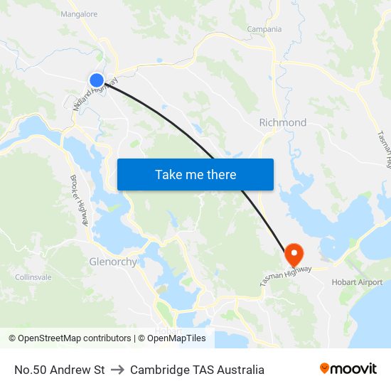 No.50 Andrew St to Cambridge TAS Australia map