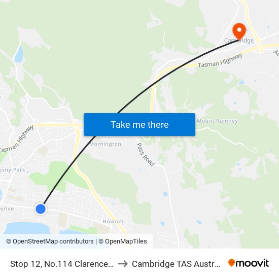 Stop 12, No.114 Clarence St to Cambridge TAS Australia map