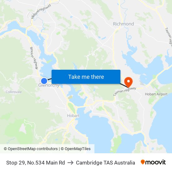 Stop 29, No.534 Main Rd to Cambridge TAS Australia map