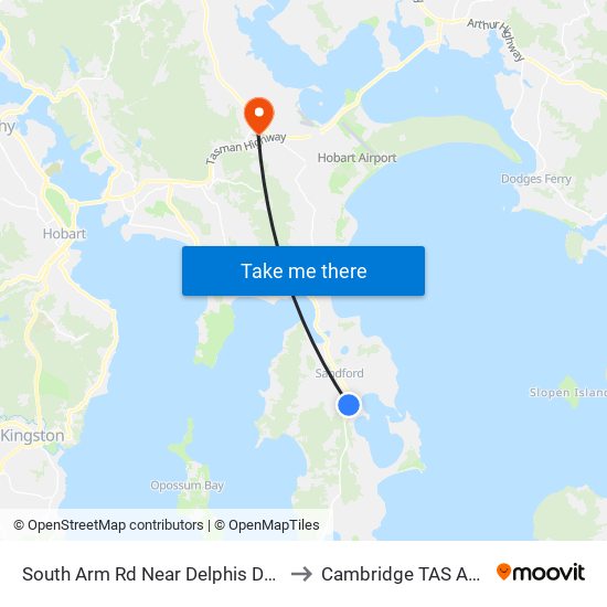 South Arm Rd Near Delphis Dr Junction to Cambridge TAS Australia map