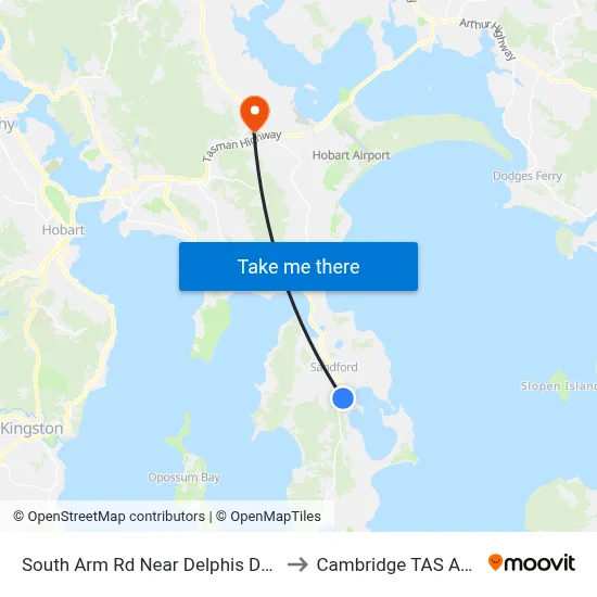 South Arm Rd Near Delphis Dr Junction to Cambridge TAS Australia map