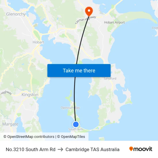 No.3210 South Arm Rd to Cambridge TAS Australia map