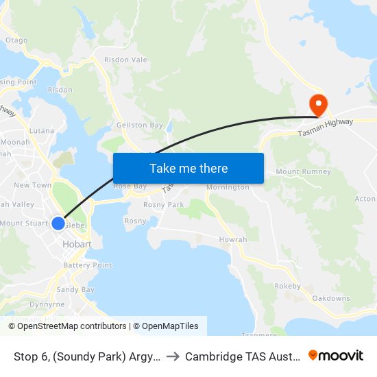 Stop 6, (Soundy Park) Argyle St to Cambridge TAS Australia map