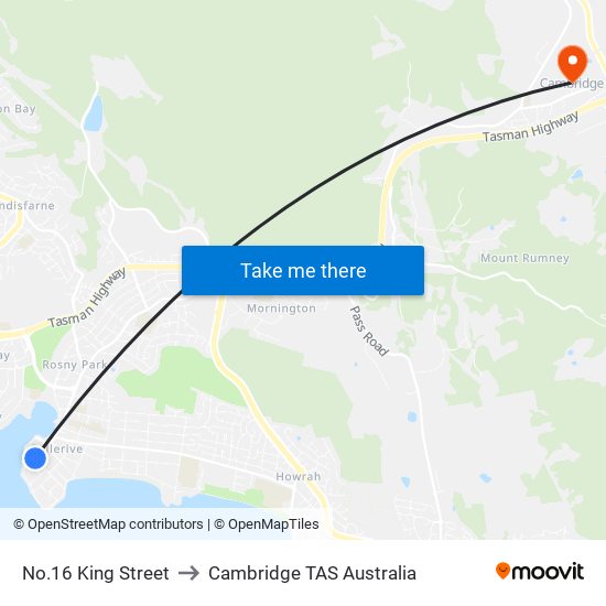 No.16 King Street to Cambridge TAS Australia map