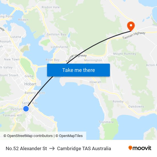 No.52 Alexander St to Cambridge TAS Australia map