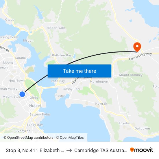 Stop 8, No.411 Elizabeth St to Cambridge TAS Australia map