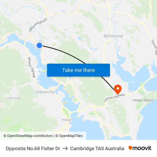 Opposite No.68 Fisher Dr to Cambridge TAS Australia map