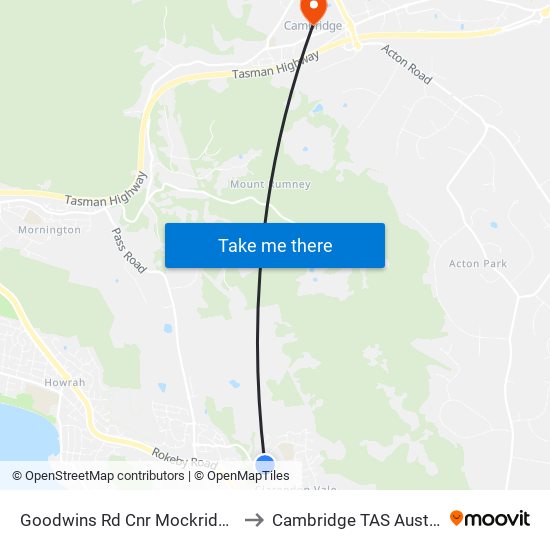 Goodwins Rd Cnr Mockridge Rd to Cambridge TAS Australia map