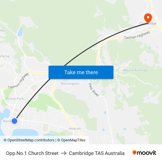Opp.No.1 Church Street to Cambridge TAS Australia map