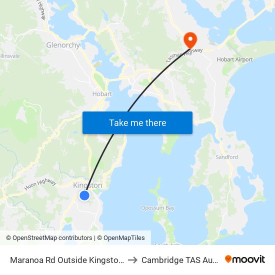 Maranoa Rd Outside Kingston Town to Cambridge TAS Australia map