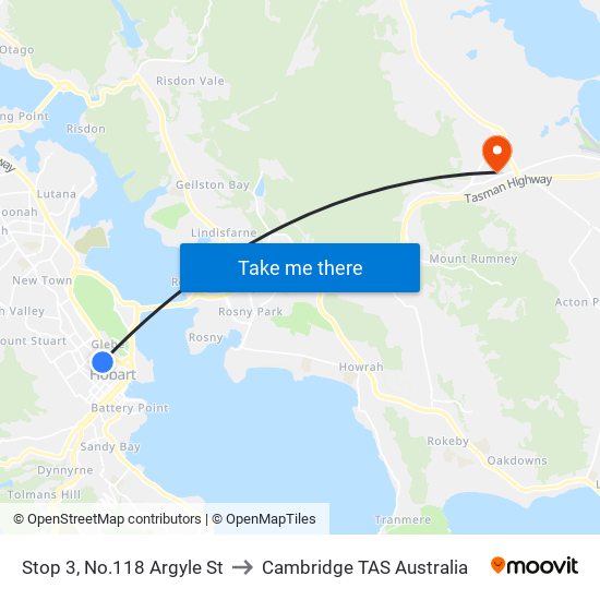 Stop 3, No.118 Argyle St to Cambridge TAS Australia map