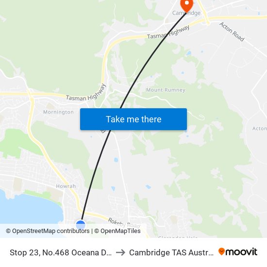 Stop 23, No.468 Oceana Drive to Cambridge TAS Australia map