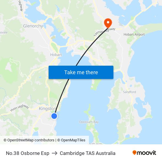 No.38 Osborne Esp to Cambridge TAS Australia map