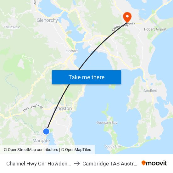 Channel Hwy Cnr Howden Rd to Cambridge TAS Australia map