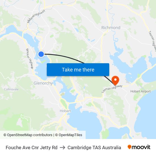 Fouche Ave Cnr Jetty Rd to Cambridge TAS Australia map