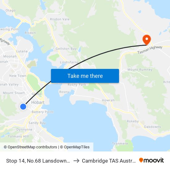 Stop 14, No.68 Lansdowne Cr to Cambridge TAS Australia map