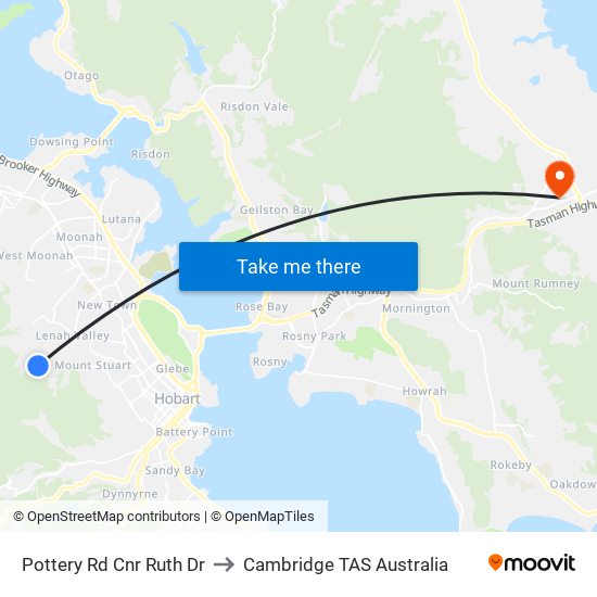 Pottery Rd Cnr Ruth Dr to Cambridge TAS Australia map