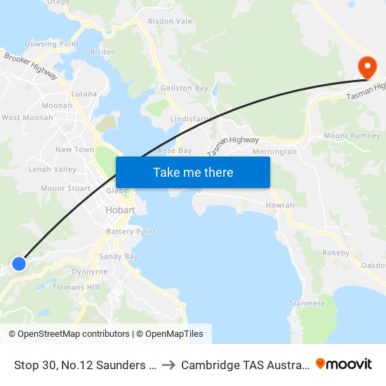 Stop 30, No.12 Saunders Cr to Cambridge TAS Australia map