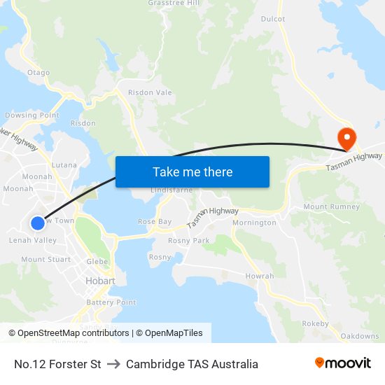 No.12 Forster St to Cambridge TAS Australia map