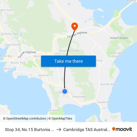 Stop 34, No.15 Burtonia St to Cambridge TAS Australia map